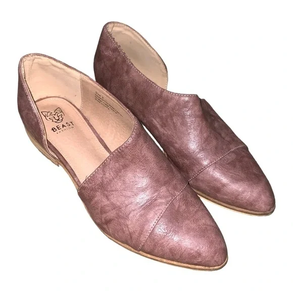 Beast Fashion Carter Buckle Blush Mauve Slip On Cutout Flat Loafer Bootie Vegan - Picture 8 of 10